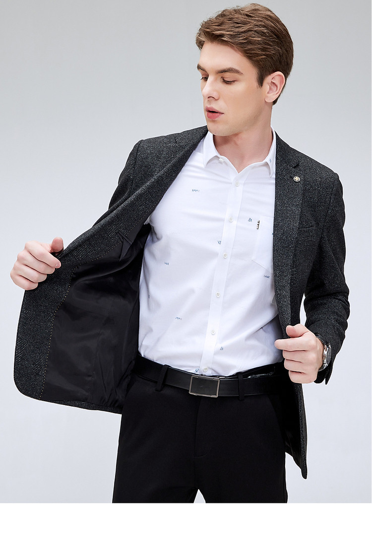 保罗贵族系列2021秋季新款针织商务休闲西服英伦风西装外套男