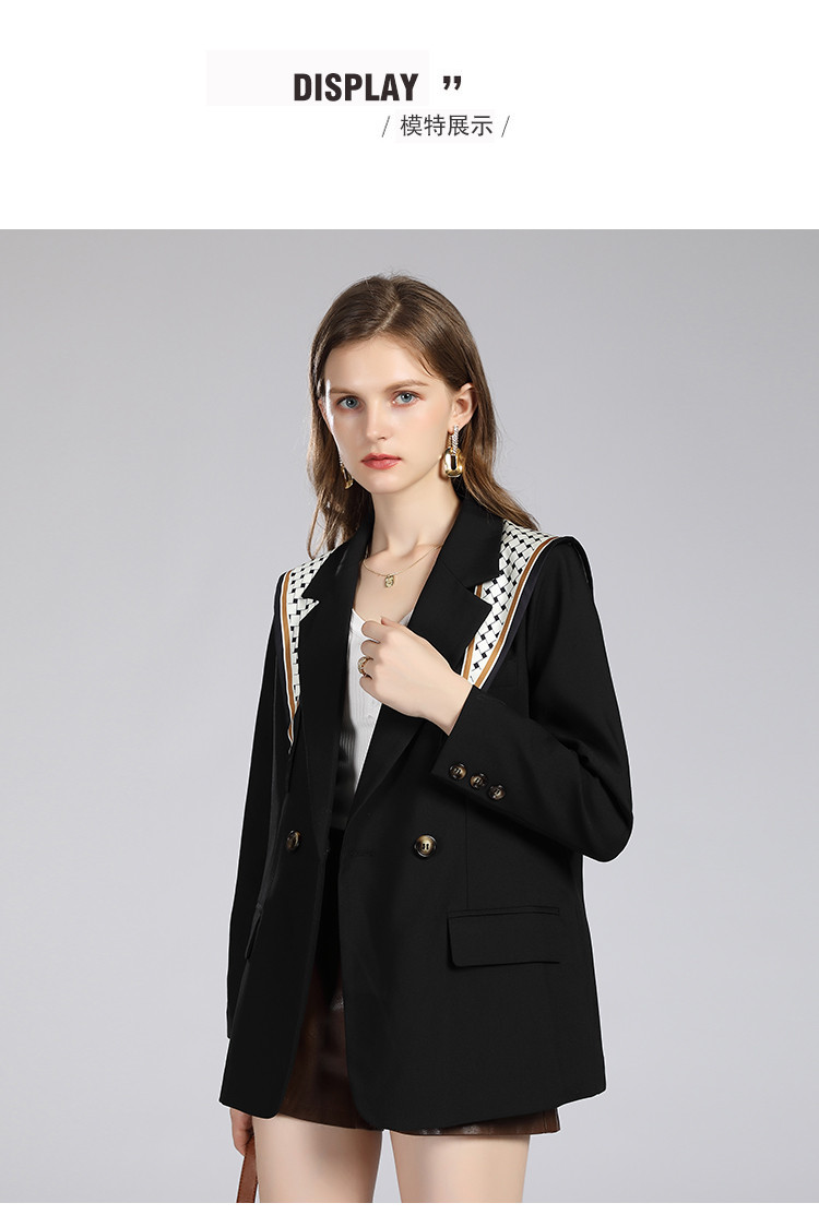 【丝巾披肩装饰】西服外套女春秋新款小个子休闲单西装中长款上衣