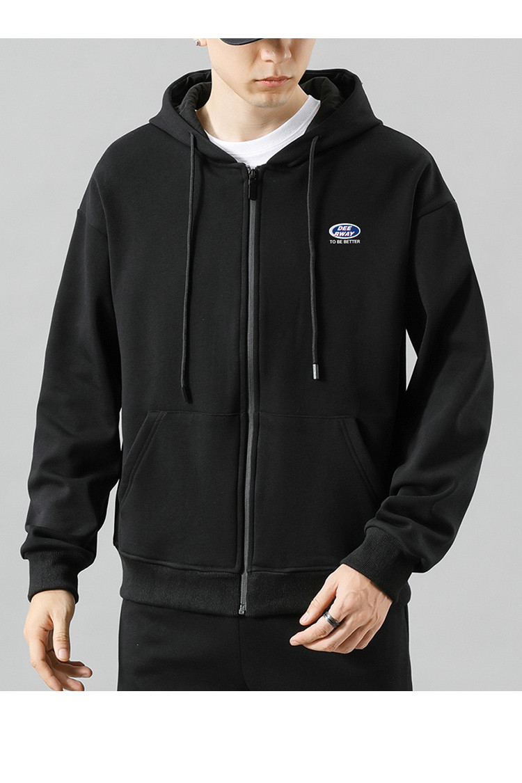 【口碑推荐】运动男式百搭兜帽衫拉链外套男时尚潮流开衫上衣男