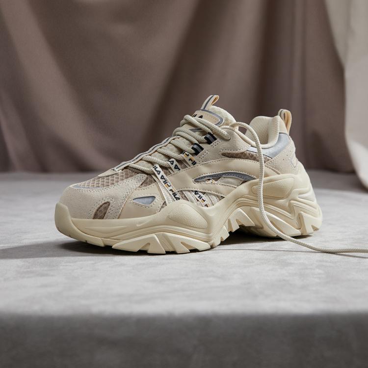 FILA 女鞋时尚运动老爹鞋女低帮潮流鱼刺百搭舒适女式时尚运动鞋