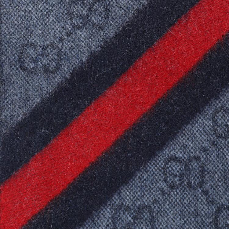 GUCCI 【秋冬送礼】古驰经典条纹撞色流苏100%羊毛围巾披肩男女同款