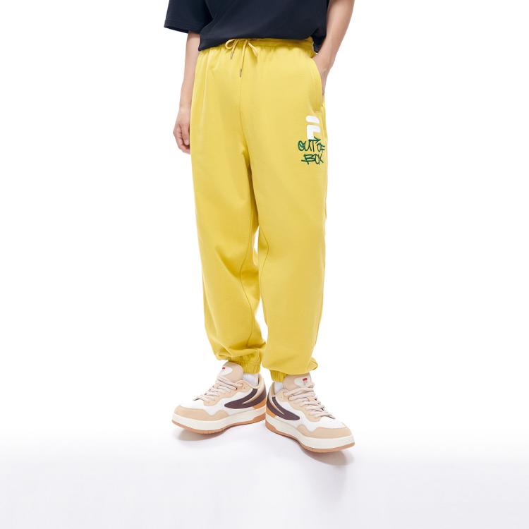 Fila 【纯棉】fusion系列男装简约运动裤男式时尚宽松针织休闲裤 In Yellow