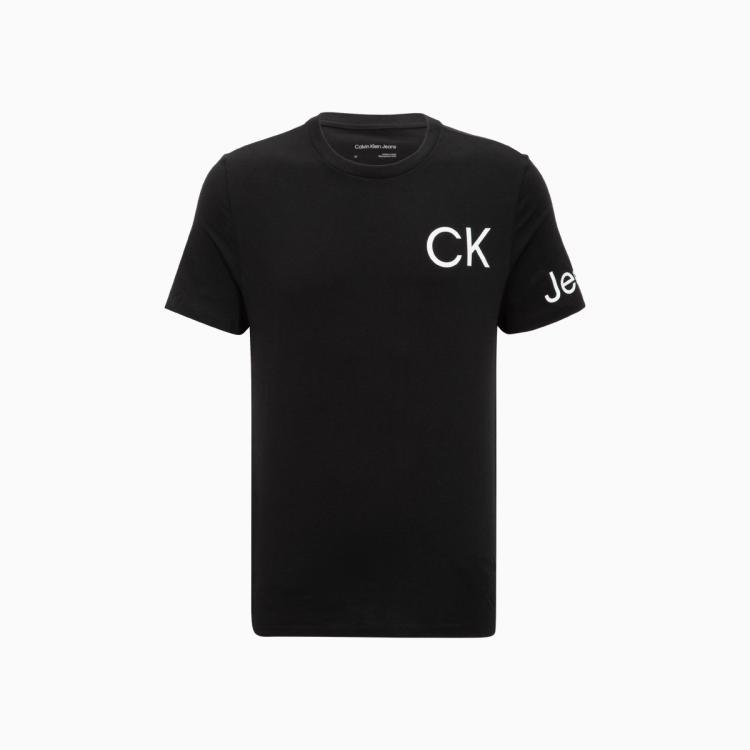 Calvin Klein Ck Jeans22春夏男士休闲简约纯棉圆领印花吸汗透气短袖t恤40dc821 In Black