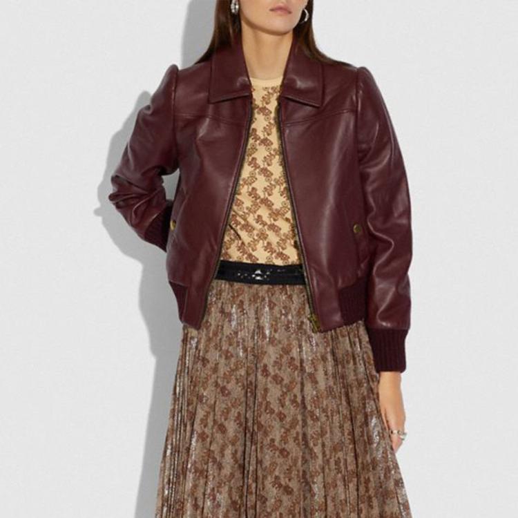 coach 蔻驰  女士日常商务通勤休闲皮革夹克上衣外套皮衣 88375 in