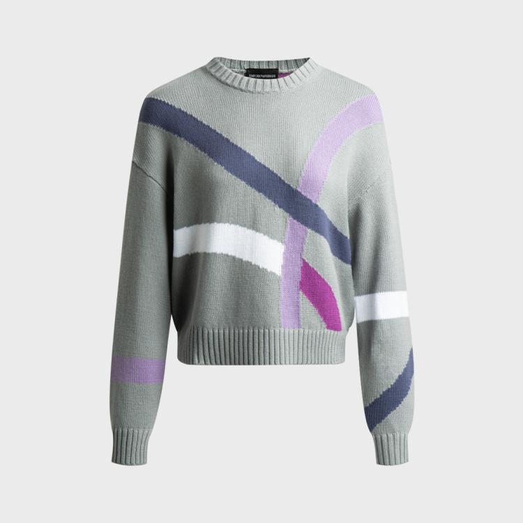 EMPORIO ARMANI EMPORIO ARMANI 阿玛尼女式简约撞色条纹针织衫