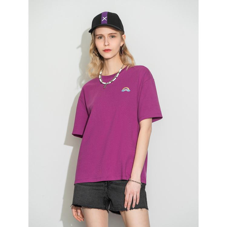 Lee 商场同款春夏舒适男友版多色女圆领短袖t恤 In Purple