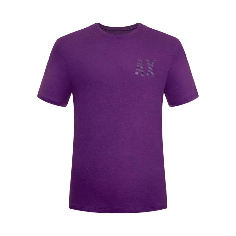 Armani Exchange 男士纯棉字母印花简约舒适宽松圆领t恤 In Purple