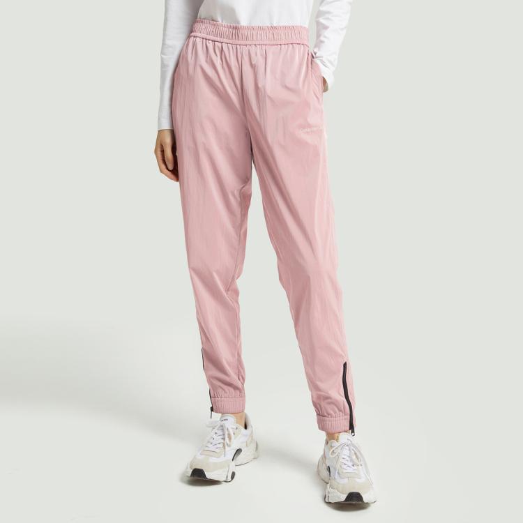 Calvin Klein Ck Jeans春秋女士时尚松紧拉链束脚简约印花运动休闲裤j217748 In Pink