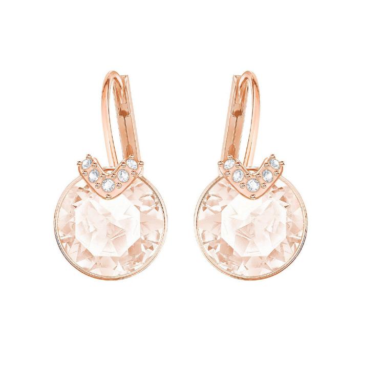 施华洛世奇 贝拉系列甜美穿孔耳环 闪耀水晶 金粉耳环