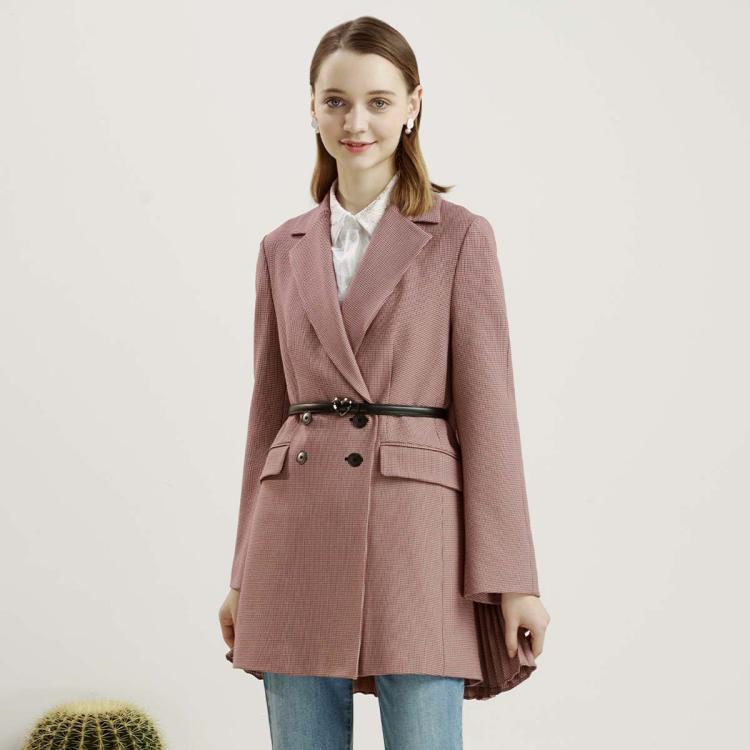 Ports 1961 宝姿女装百褶条纹面料时尚长袖夹克 In Pink