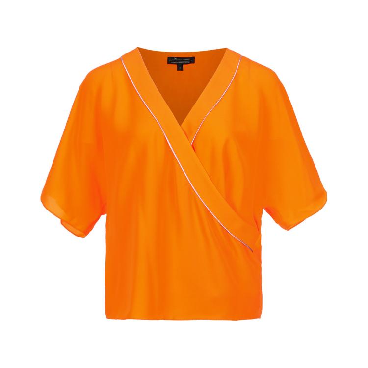 Armani Exchange 女士时尚亮眼别致大方短袖衬衫 In Orange