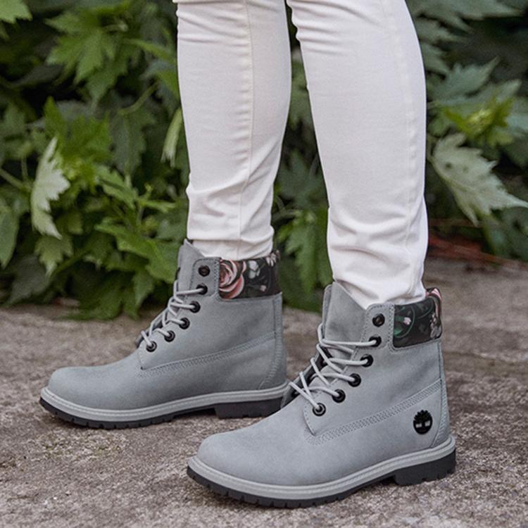 Timberland 高帮靴女鞋工装靴耐磨时尚保暖运动鞋休闲马丁靴 In Gray