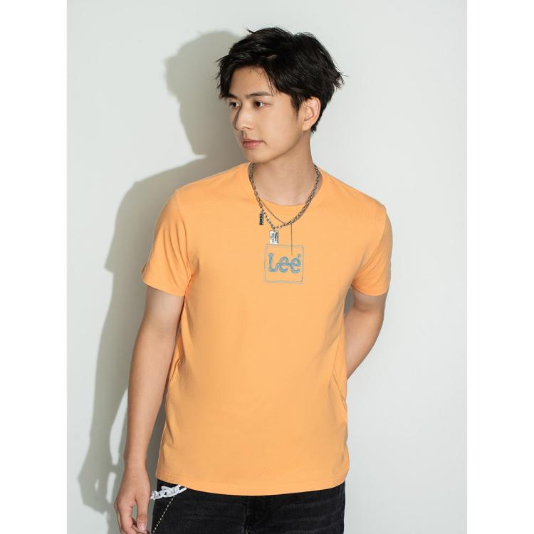 Lee 春夏商场同款标准版型多色logo男款圆领短袖t恤男士 In Orange
