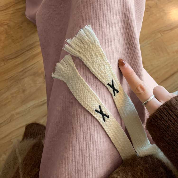 ONE MORE 秋冬季加绒可选休闲裤子女潮流高腰显瘦抗寒窄版垂感阔腿加厚裤