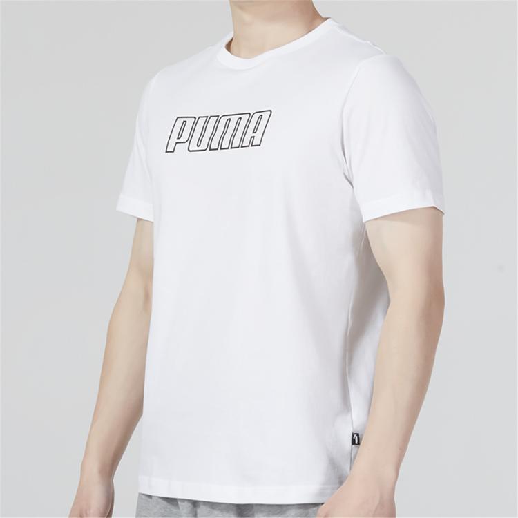 Puma 男装轻盈圆领短袖t恤休闲时尚运动男式t恤 In White