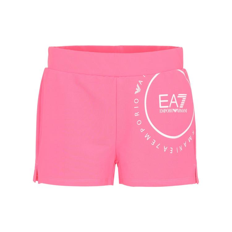 Ea7 女士简约舒适运动皮筋开叉logo字母休闲短裤 In Pink