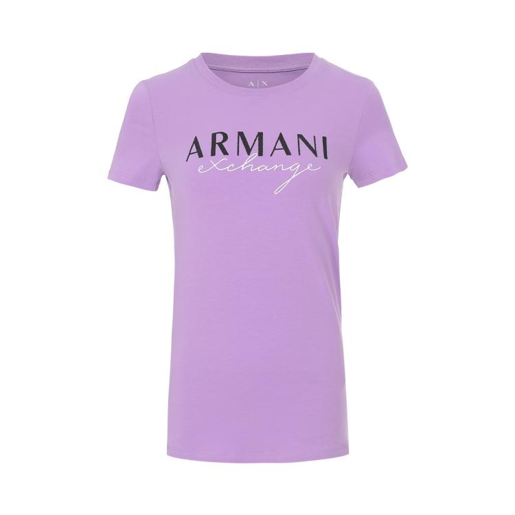 Armani Exchange 女士时髦甜美立体logo短袖t恤 In Purple