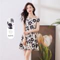 班尼路 爆款热销法式方领时尚碎花优雅气质舒适透气夏季款女式休闲连衣裙 图片 1
