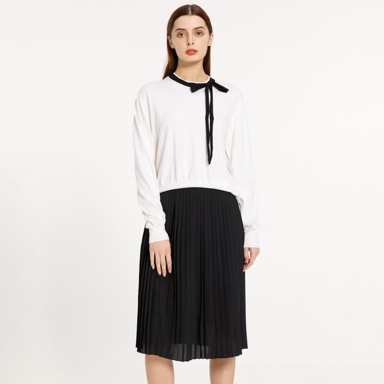 Ports 1961 1961 女装秋季时尚气质舒适针织长袖圆领套头衫 In White