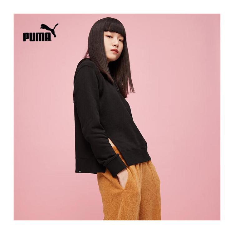 Puma 彪马 女子复古休闲刺绣连帽卫衣 Her Hoodie In Black