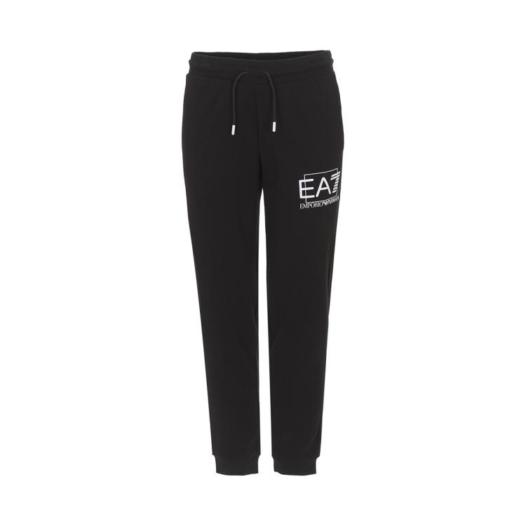 Ea7 男士纯棉透气休闲运动logo标长裤 In Black