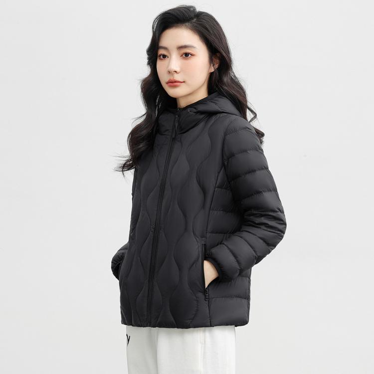 鸭鸭 轻薄羽绒服短款女连帽长袖修身显瘦防风保暖柔软舒适百搭外套