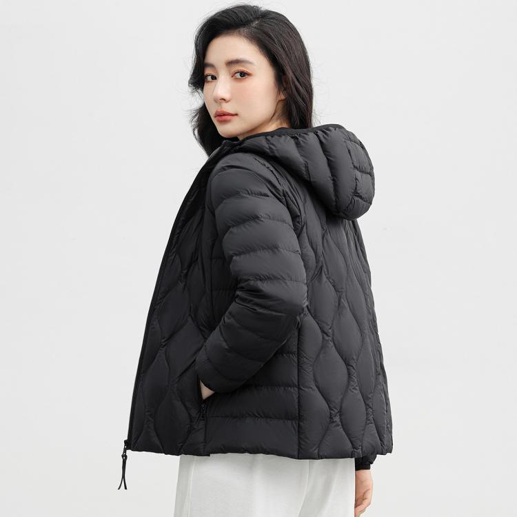鸭鸭 轻薄羽绒服短款女连帽长袖修身显瘦防风保暖柔软舒适百搭外套