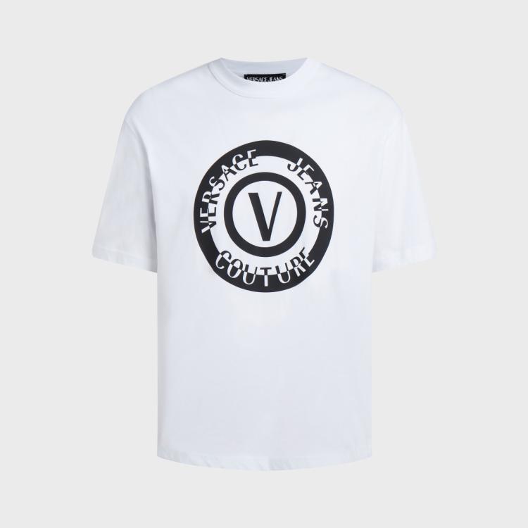 Versace Jeans Couture 范思哲2024春夏纯色logo时尚百搭男t恤 In White