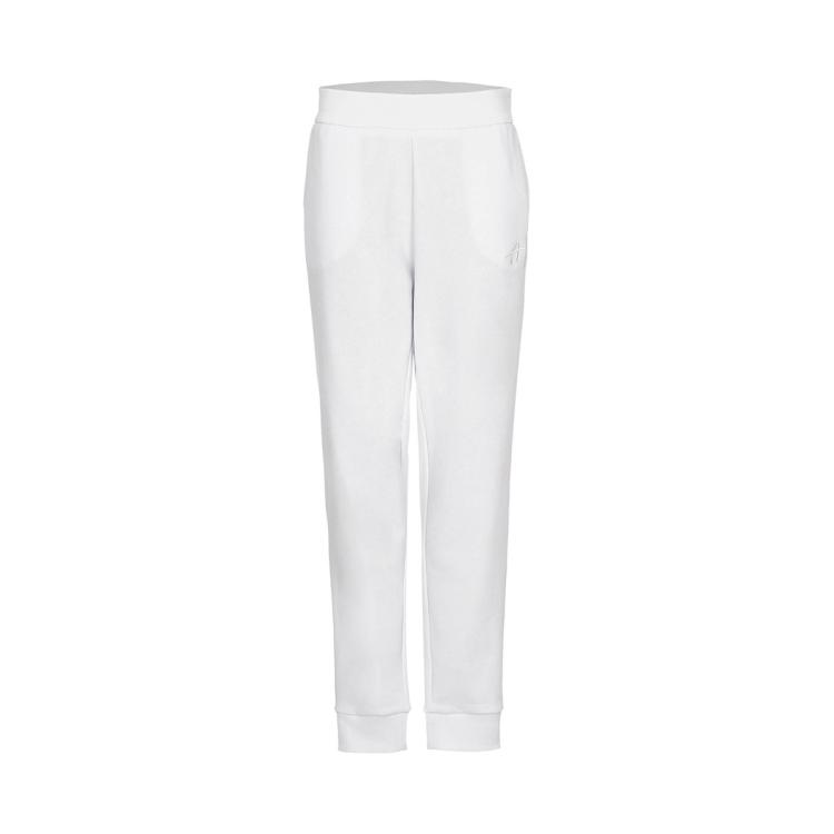 Armani Exchange 女士含棉刺绣logo纯色休闲舒适皮筋束脚长裤 In White