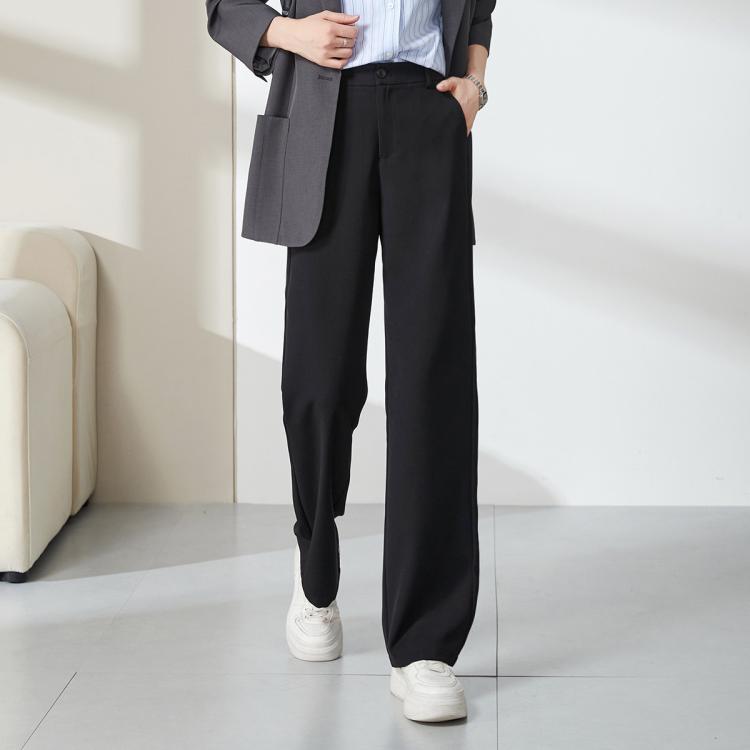 逸阳 【早8神裤】弹力后腰休闲裤女26春秋坠感窄版阔腿裤直筒裤子女