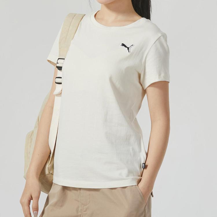 Puma 女装上衣2024款圆领短袖休闲舒适跑步时尚运动t恤 In White