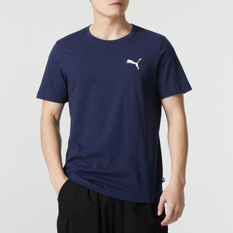 Puma 2024款圆领短袖男装上衣休闲舒适跑步训练时尚运动t恤 In Blue