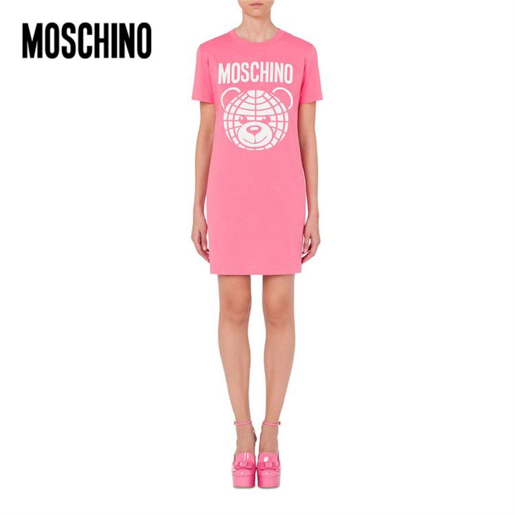 Moschino /莫斯奇诺 女士泰迪熊棉质t恤连衣裙 In Pink