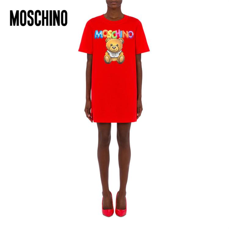 Moschino/莫斯奇诺 女士泰迪熊气球棉质T恤连衣裙