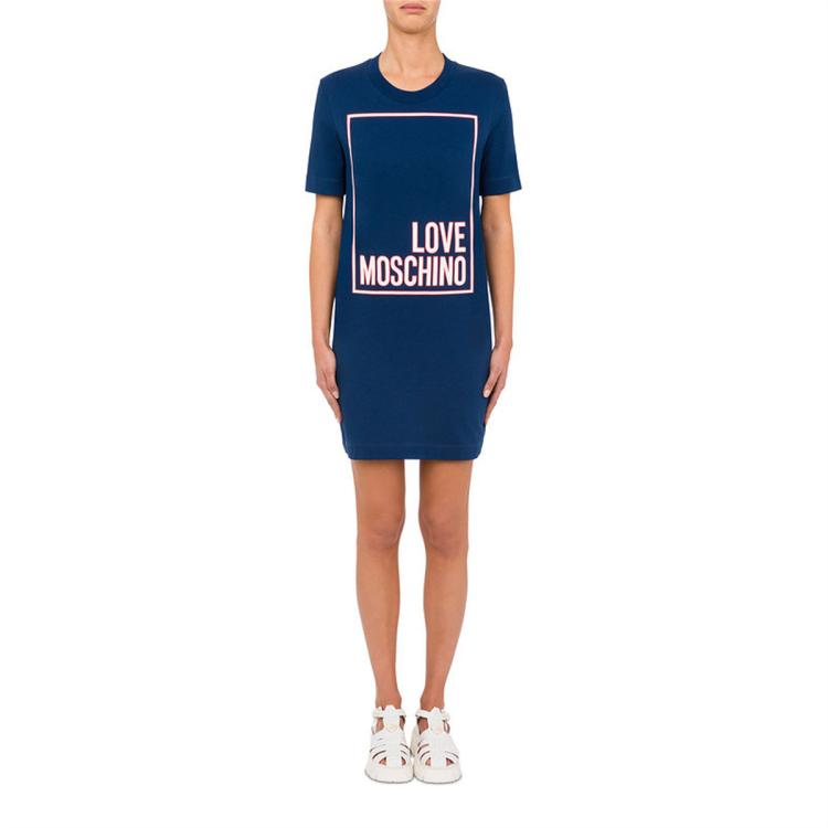 Moschino 女士经典线框字母Logo连衣裙