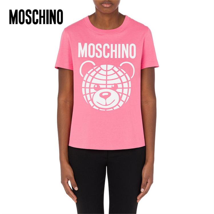 Moschino /莫斯奇诺  女士泰迪熊平纹针织t恤 In Pink