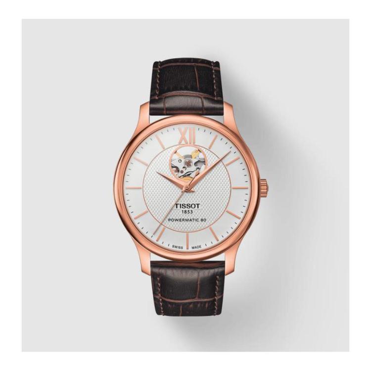 Tissot 天梭 俊雅p80全自动机械皮带男士手表 In Pink