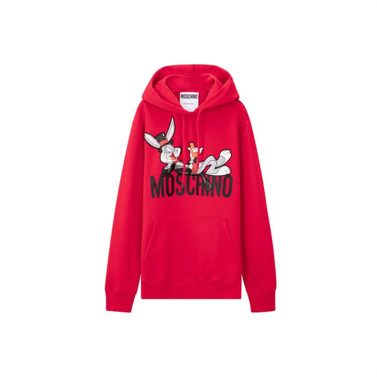 Moschino 兔八哥联名女士棉质连帽衫 In Red