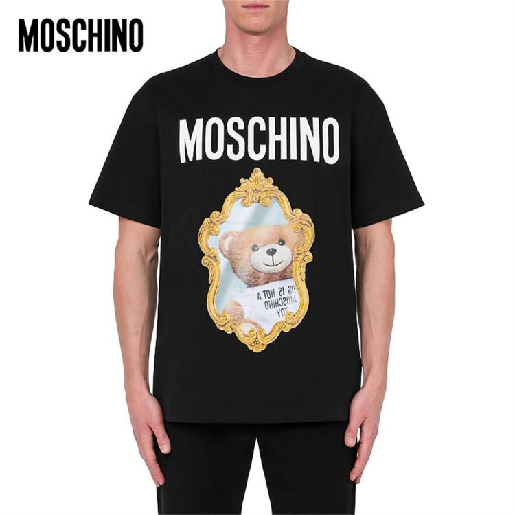 Moschino /莫斯奇诺 男士mirror Teddy Bear泰迪熊t恤 In Black