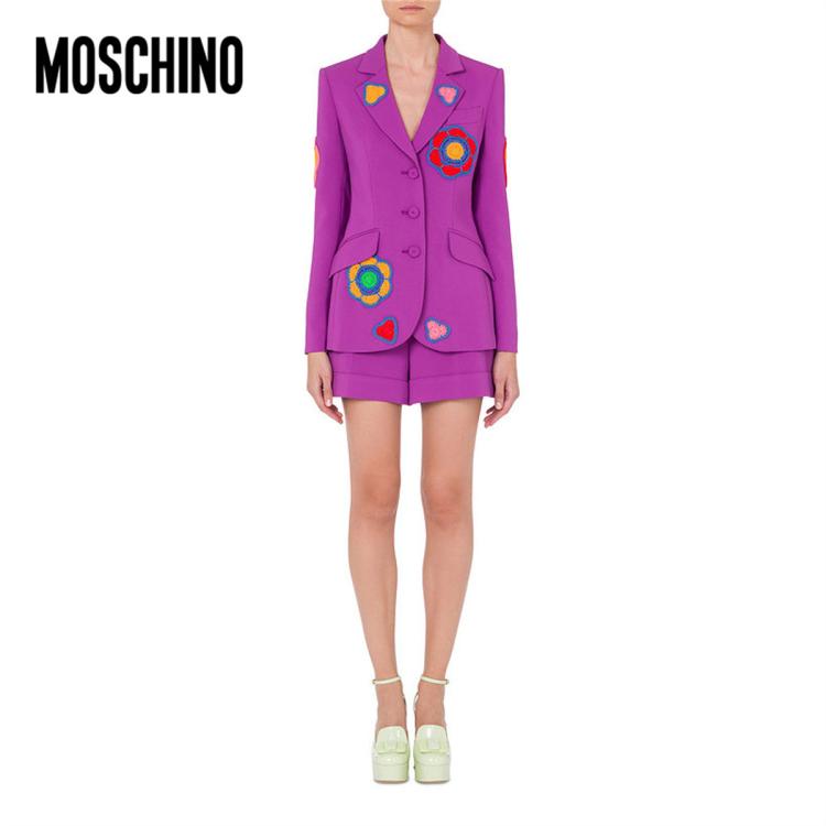 Moschino /莫斯奇诺 女士symbol钩编细节卡迪夹克 In Purple