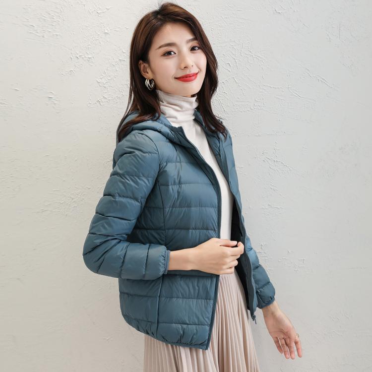 鸭鸭 【经典爆款】抗寒春秋保暖轻薄时尚纯色连帽女士羽绒服女