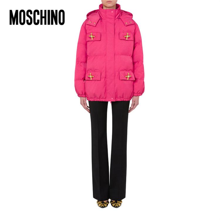 Moschino /莫斯奇诺 秋冬女士科技性尼龙连帽棉服 In Pink