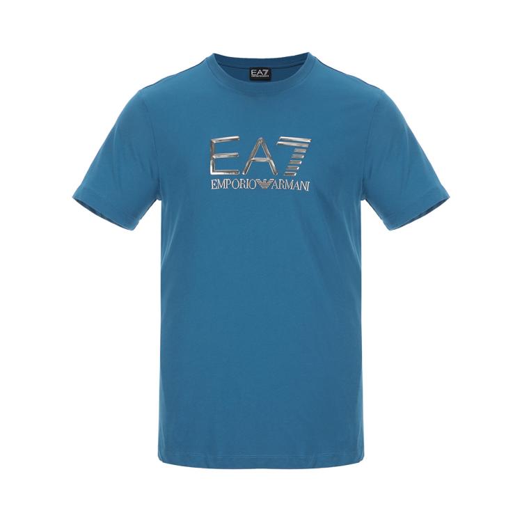 Ea7 男士经典立体大logo标短袖t恤 In Blue