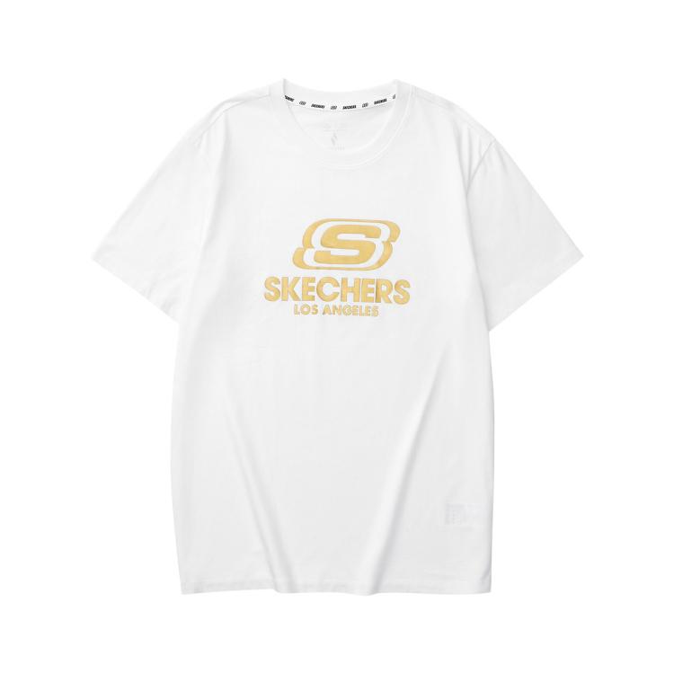 Skechers 【大logo】短袖t恤男女款纯棉t恤休闲运动t恤男女夏季 In White