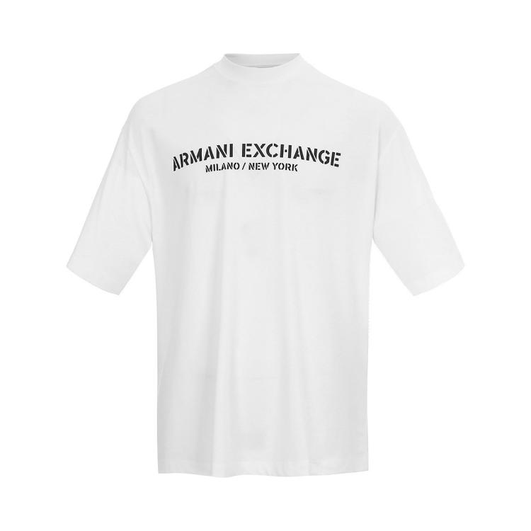 Armani Exchange 【纯棉】男士简约圆领显瘦字母百搭休闲t恤 In White