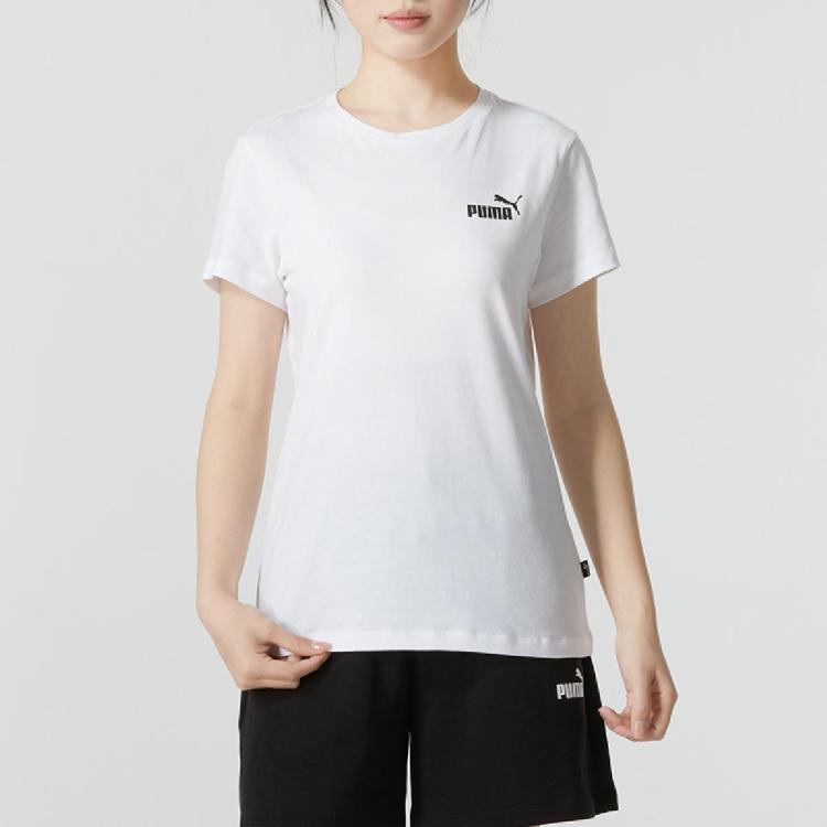 Puma 女装圆领短袖透气舒适时尚日常运动t恤 In White