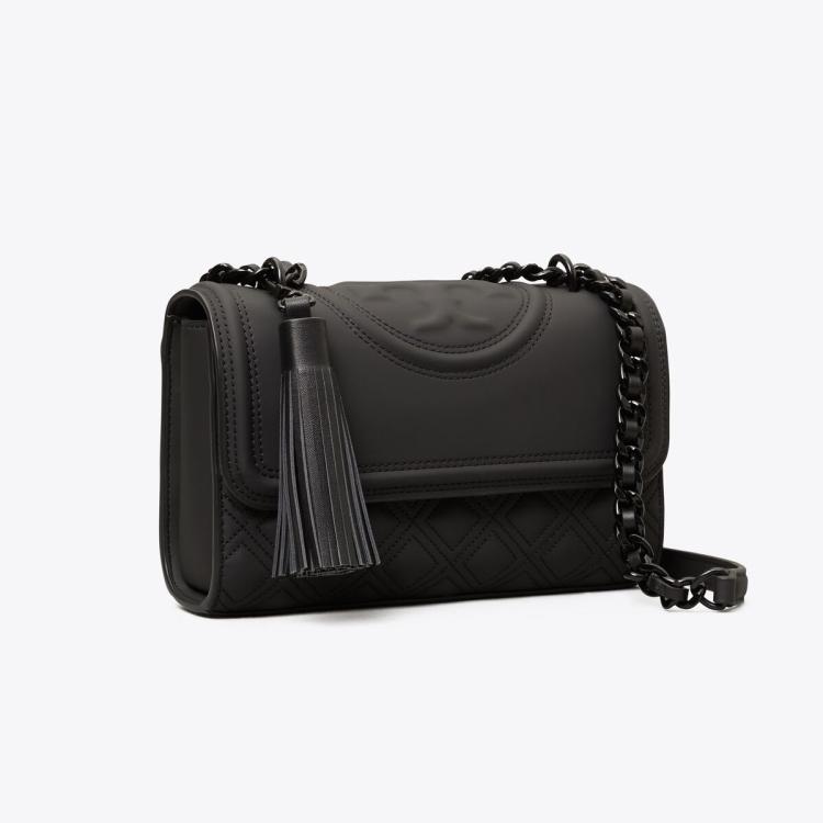 Tory Burch Fleming Small Quilted Leather Convertible Shoulder Bag In Black