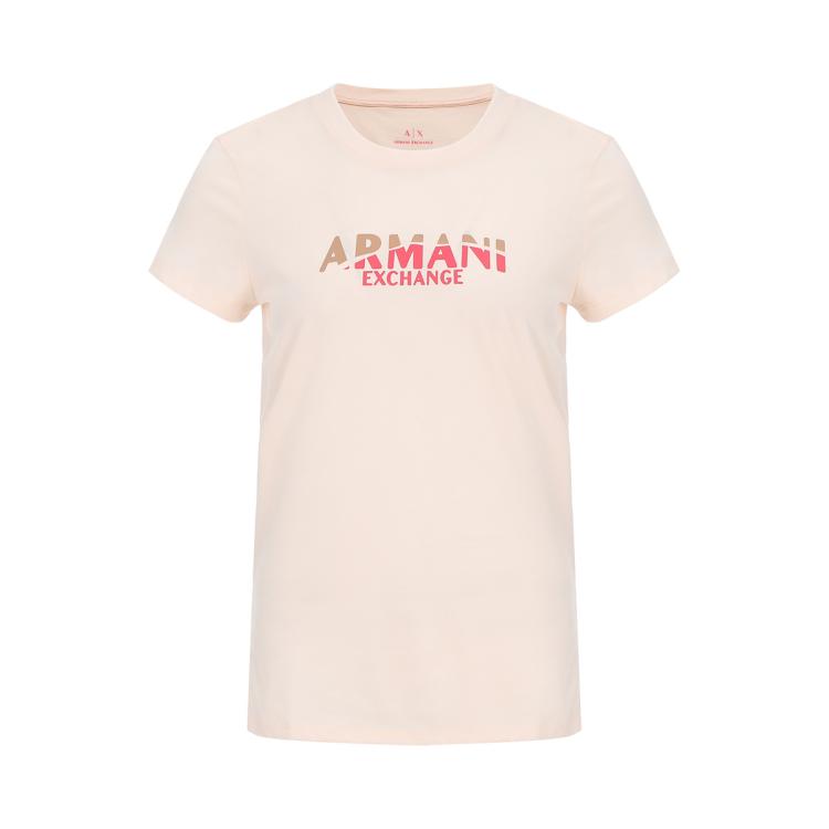 Armani Exchange 【纯棉】女士经典柔软简约字母logo圆领t恤衫 In Pink