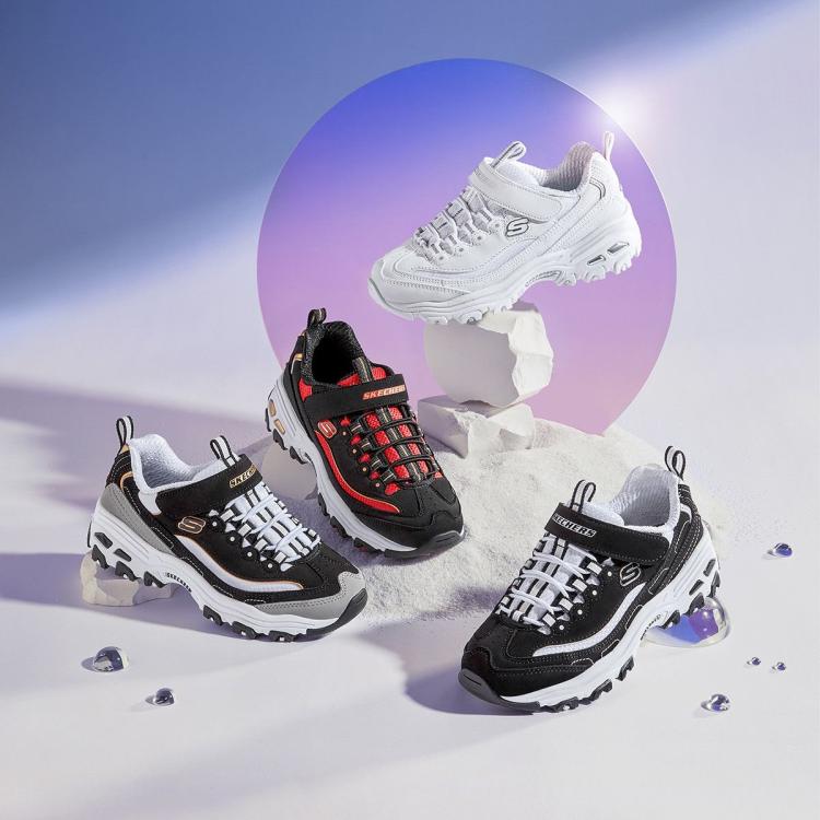 斯凯奇 【经典熊猫鞋】女中大童|春夏季校园鞋运动鞋黑白老爹鞋