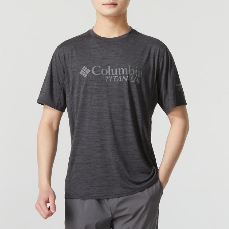 Columbia 男装上衣短袖圆领透气舒适健身训练日常休闲运动t恤 In Gray